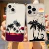 Trendy Coconut Tree Phone Case For iPhone17,16,15,14,13,12,11 Plus,Pro Max Soft Transparent Cover