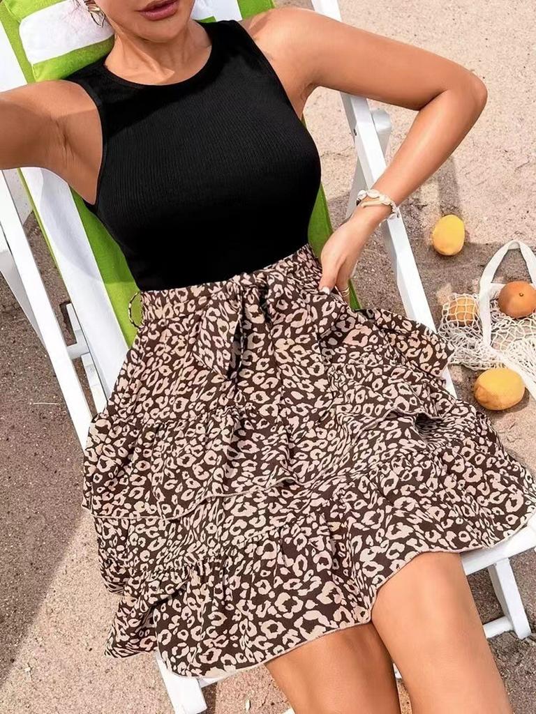 Summer New Women Sleeveless Printed Backless Dress Ready