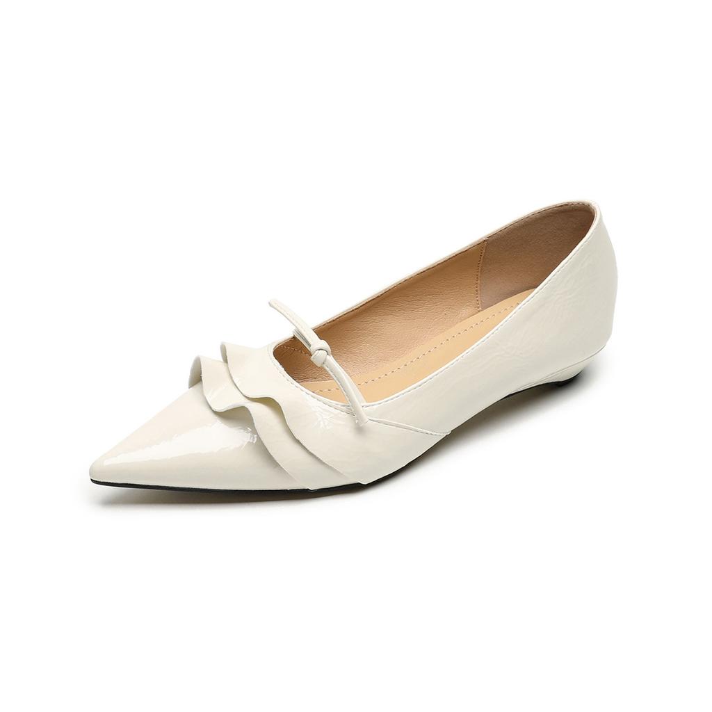 Retro Lotusblattspitze spitzer Zeh flacher Ausschnitt Ein-Riemen Mary Jane Schuhe Design Nische lässig vielseitig Pendlerschuhe
