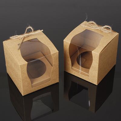 12/set Kraft Paper Cake Cupcake Box Bakery Wedding Party Favor Gifts Brown