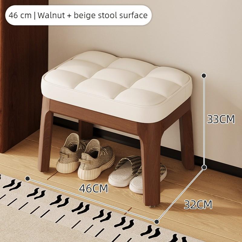 Solid Wood Shoe Changing Stool Portable Relaxing Soft Bench Chair Luxury Entrance Benches Removable Footrest Room Furniture