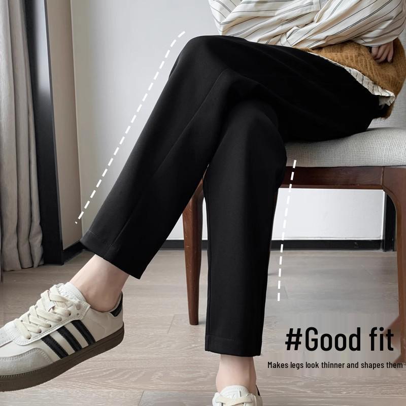 2025 Women's High-Waisted Black Cigarette Pants - Spring/Autumn Collection