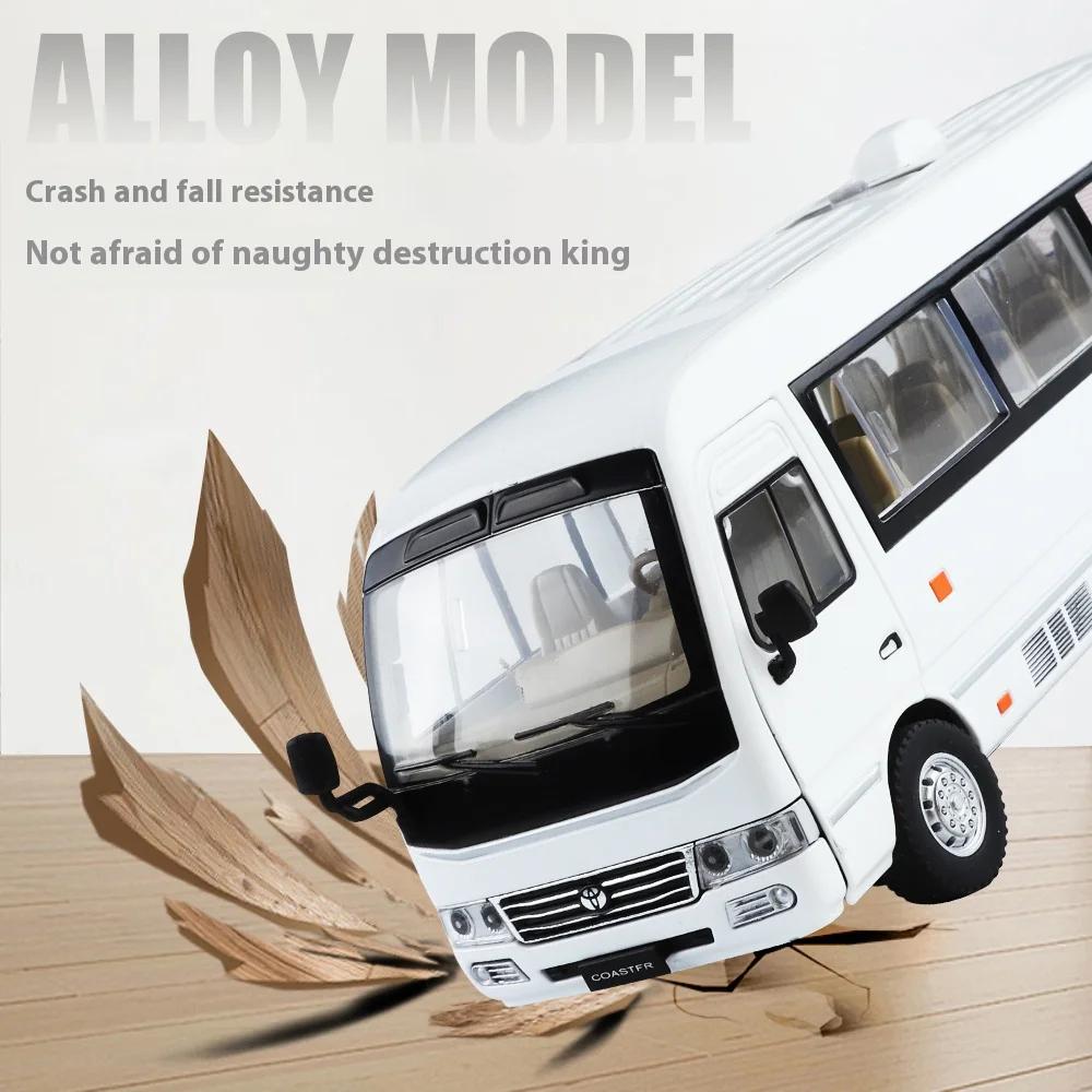 1/24 Toyota Coaster Medium Business Bus Alloy Diecast Model Car Simulation Boutique Bookcase Decoration Trendy Ornament Gift Boy