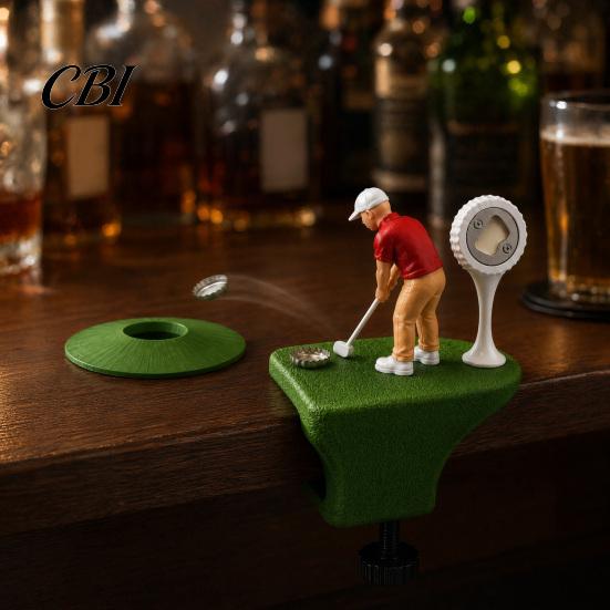 Geschenk für Golfer Flaschenöffner Golf mit eingebauter Metallklinge und drehbarer Klemme, Mini-Golfer Wiederverwendbares Putter-Design Magnetischer Kappenfänger Fänger, Lustig