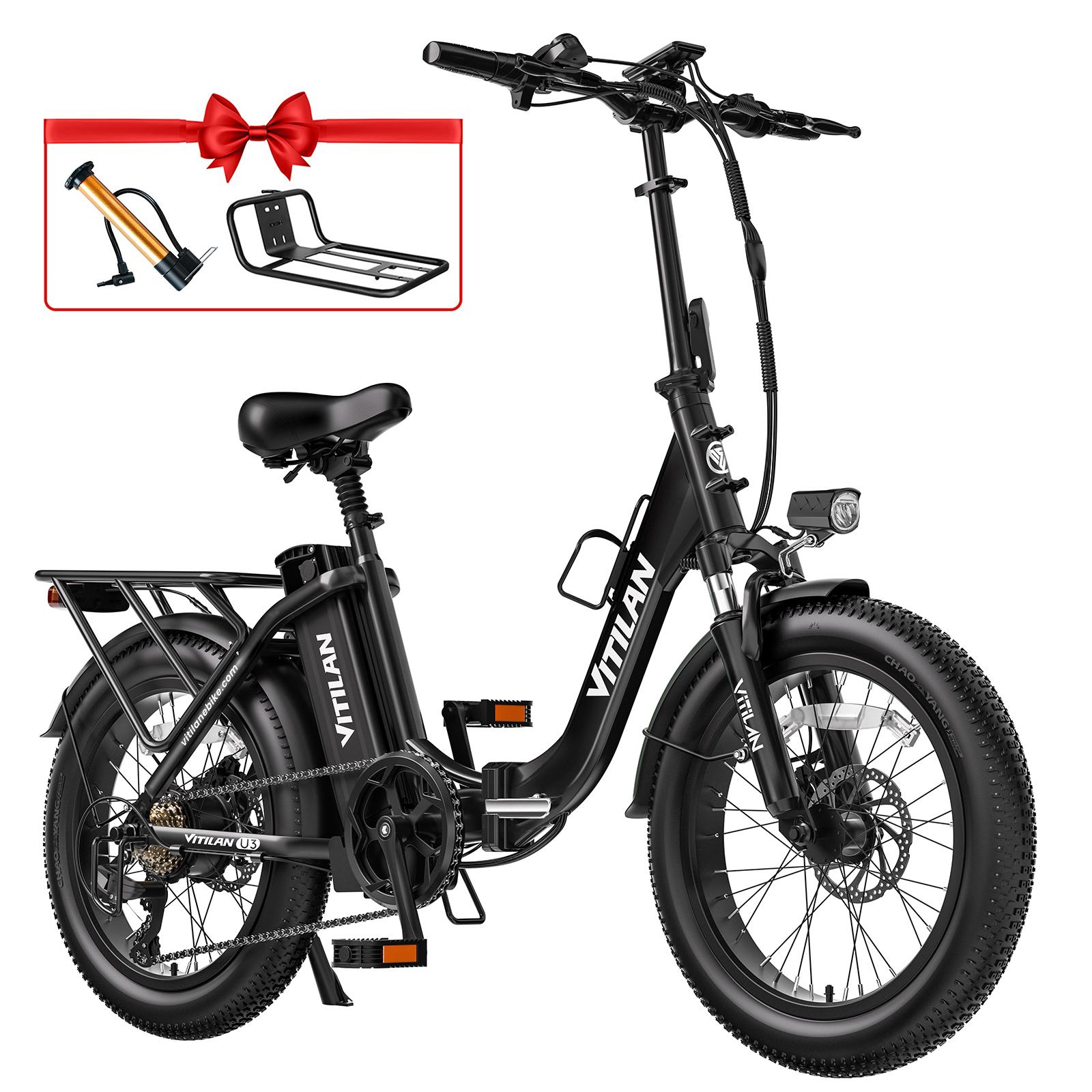 Vélo électrique VITILAN U3 pour adultes 20 pouces Fat Tire Ebikes Vélo électrique pliable 750 W, 48 V 13 Ah Step Thru E-Bike 7 vitesses