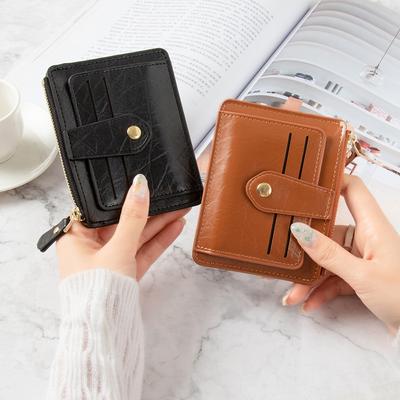 Kadın cüzdanı yeni kısa kart çantası fermuarlı bozuk para çantası kadın kulaklık saklama çantası öğrenci
