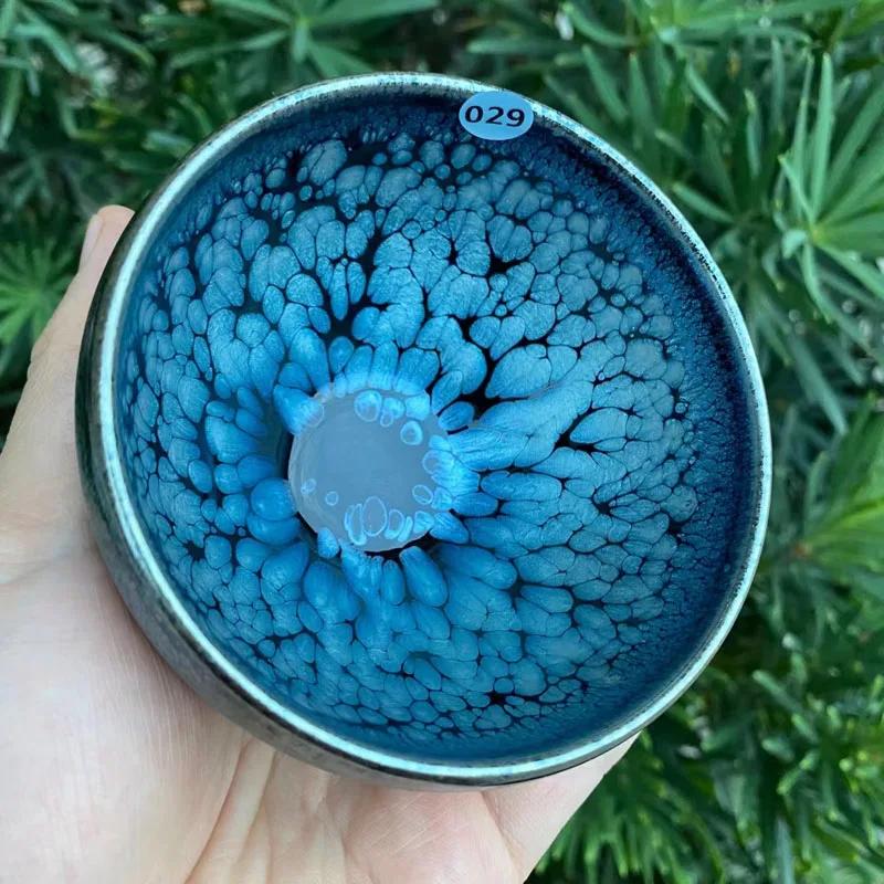 Tazza da tè Jian Zhan Tenmokus con Smalto a Macchie Blu Intenso, Tazze da Tè in Porcellana Fatta a Mano con Smalto Tenmoku, Tazza da Tè Kung Fu Jian Ware