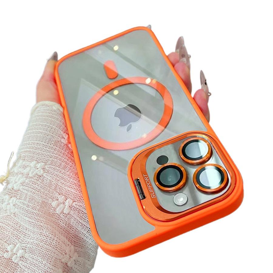 Luxury Magnetic Shockproof Phone Case For iPhone 16 15 14 13 12 11 Pro Max For Magsafe Funda Stand Glass Lens Protector Cover