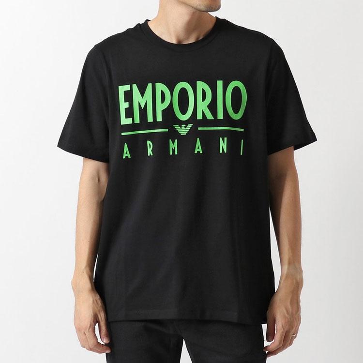 Emporio Armani Large Logo Graphic Print Short Sleeve T-Shirt Men Tops Black 3H1T90-1J0AZ-0999