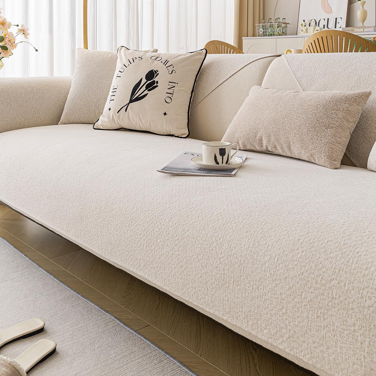 

1pc Pure Color Sofa Cushion, Machine Washable, Pet-Friendly Modern Minimalist Chenille Sofa Cover Suitable for Bedroom, Living Room, Office Decor 90 * 160CM single pack