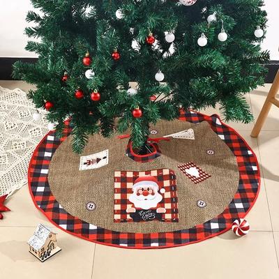 60cm Christmas Tree Skirt Red Christmas Tree Foot Cover Santa Claus Snowflake Christmas Tree Carpet Base Mat Decorations