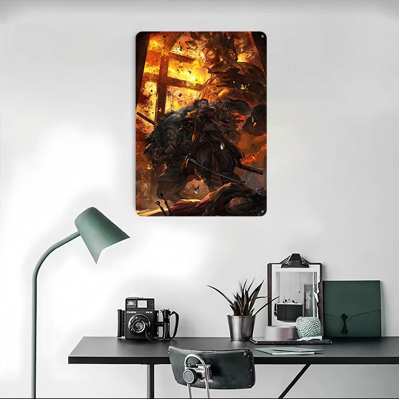 Sekiro Shadows Die Twice Poster Customized Wall Art Vintage Metal Signs Retro Tin Plaque for Man Cave Gaming Room Decoration