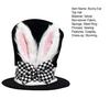 Yousheng Easter Bunny Ear Top Hat for Women Men Adults Furry Rabbit Ear Hat with Checkered Bow for Halloween Party Costume Easter Cosplay Accessory