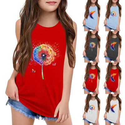 Mädchen Kinder Sommer Rundhals Ärmellose Shirts Tanktops