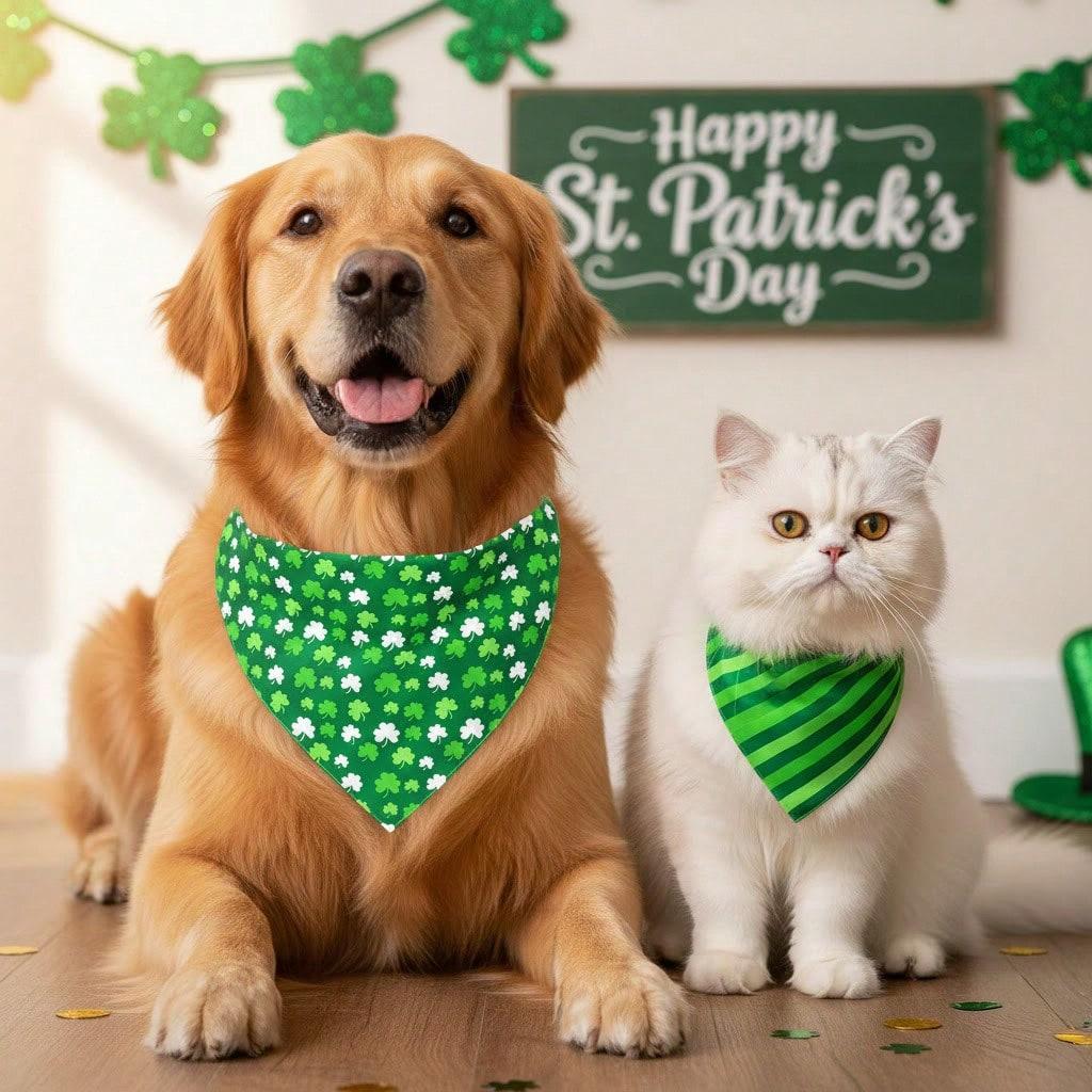 Patrick's Day Dog Bandanas, Triangle Reversible Pet Scarf For Boys And Girls, Premium Durable Fabric, Holiday Bandana For Small And Medium Dogs