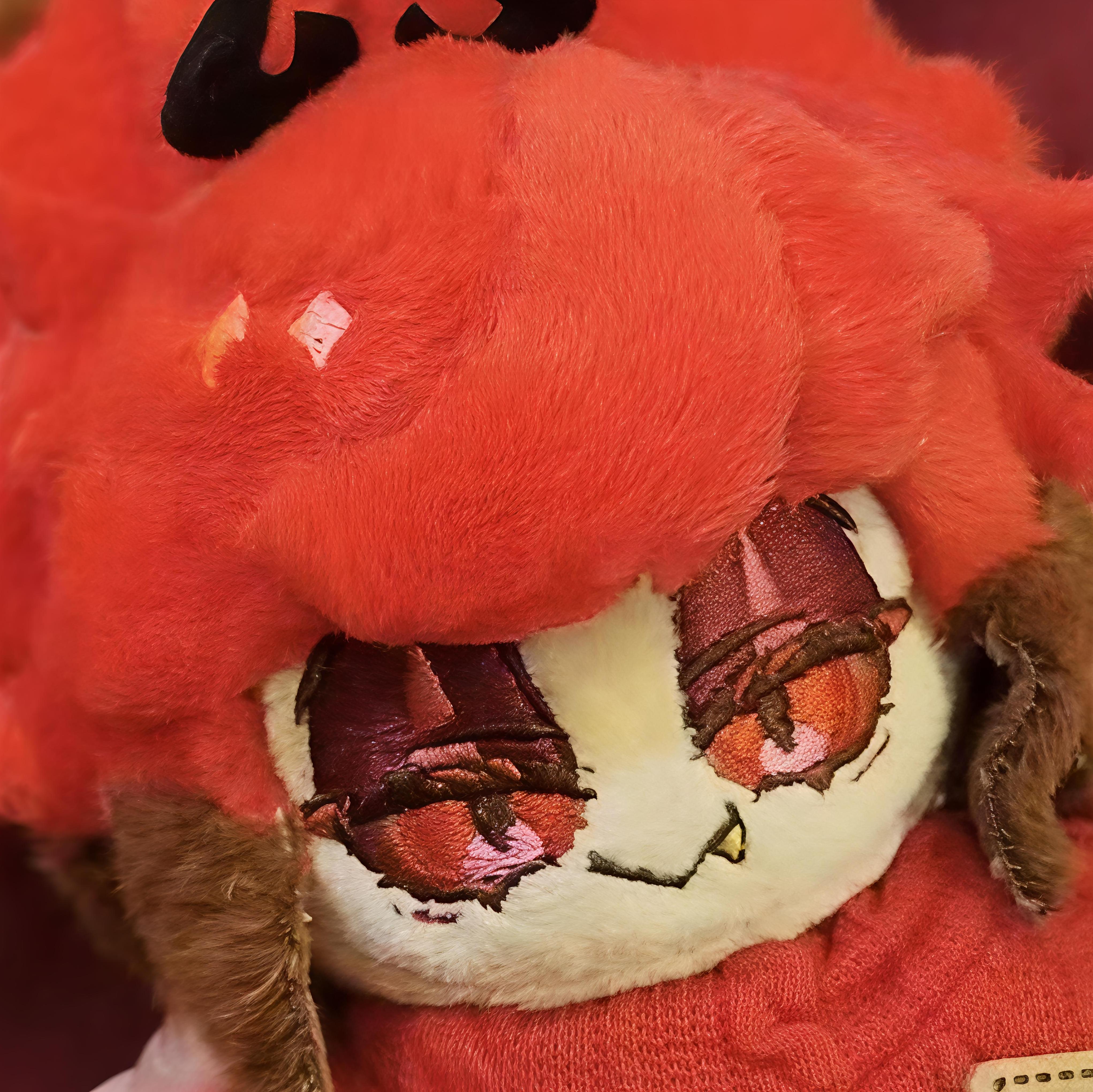 Stofftier 10cm Hazbin Hotel Alastor Plüsch Anzieh Baumwollpuppe Spielzeug für Kinder Cosplay Dekor Geburtstagsgeschenk Fan Sammlerstück Maskottchen no Skeleton red