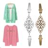 Women Vintage Hollow Floral Cardigan Collar Clip Dress Shawl Cinch Clasp Pin