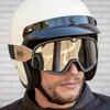 Occhiali da Moto Stile Harley Vintage Antivento Lente Chiara per Casco Mezzo/Integrale Piloti Con Occhiali da Vista