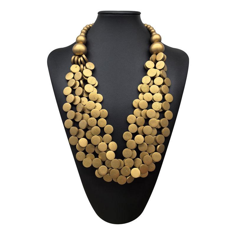 

Богемское многослойное ожерелье из дерева ручной работы и кулон, винтажное красочное деревянное ожерелье