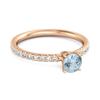 Blue Topaz Round Soliatire Ring - 925 Sterling Silver Rose Gold Vermeil
