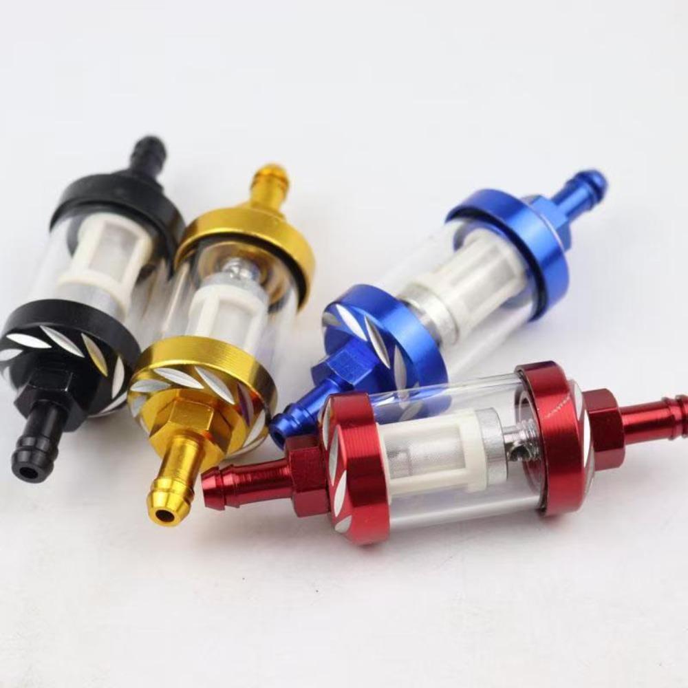 Motorcycle Gasoline Filter 8mm CNC Aluminum Universal Alloy Glass Gas Fuel for Motocross Bike ATV Quad Parts Accessories