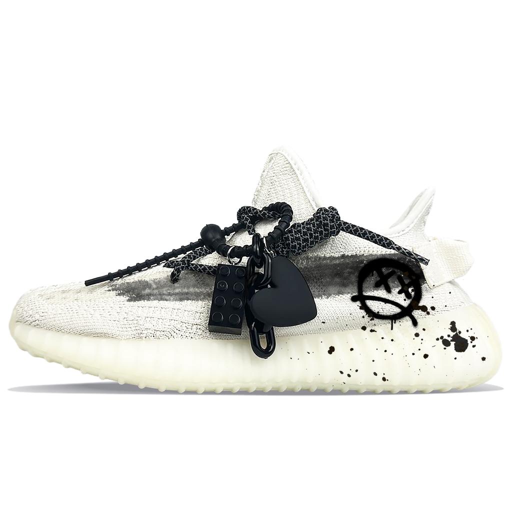 adidas Originale Yeezy Boost 350 V2 Niedrige Freizeitschuhe Unisex Schwarz Weiß HQ6316(Team373-)