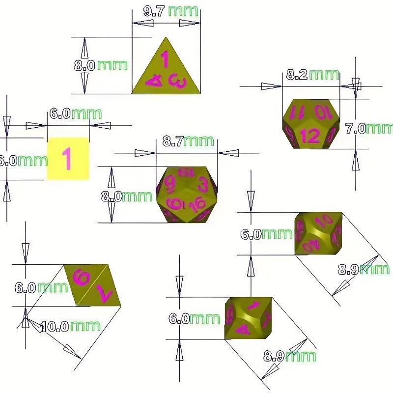 Mini Retro Style Metal Dice RPG Board Game Accessories Board Game Role-Playing Polyhedral Dice Game Gift