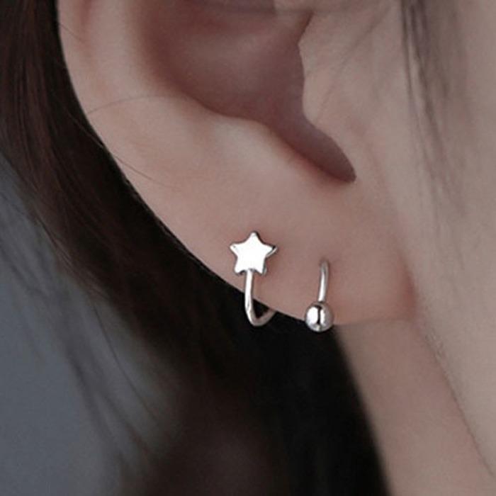 1Pc Screw Ball Star Heart Ear Bone Ear Buckle Rotating Wave Stud Earrings for Women Party Punk Jewelrry