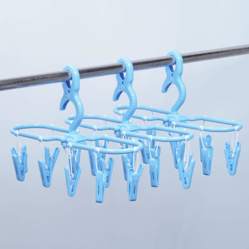 NK Products Laundry Hangers for Jeans and Small Items, Sky Blue, Set of 3, 2149