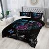 3Pcs Skull Bedding Set Goth Bedding Sets Comforter Skull Comforter Set Rose Comforter Halloween Skull Bed Comforter Cover