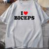 Ich liebe Bizeps T-Shirt Lustiges Fitnessstudio Schwarm Tee für Fitnessfans T-Shirt Lässig Kurzarm Rundhals T-Shirt Y2k Kleidung