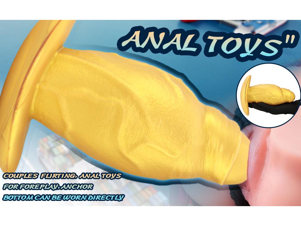 Goldener Flüssigsilikon Tragbarer Realistischer Dildo: Weicher, Großer, Outdoor Analplug für Männer & Frauen.