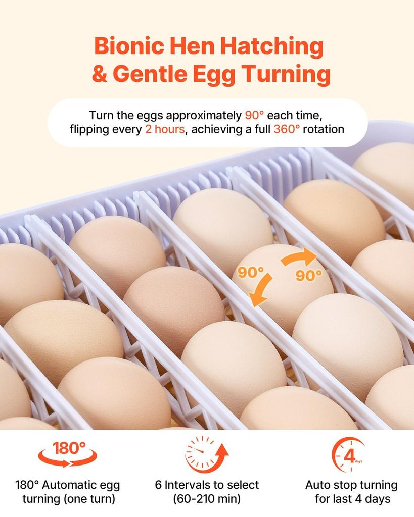 48 Egg Incubator, Automatic Egg Turner with LED Candler, Temperature Display & Auto Humidity Control, 360° View Clear Window, Poultry Eggs Incubator
