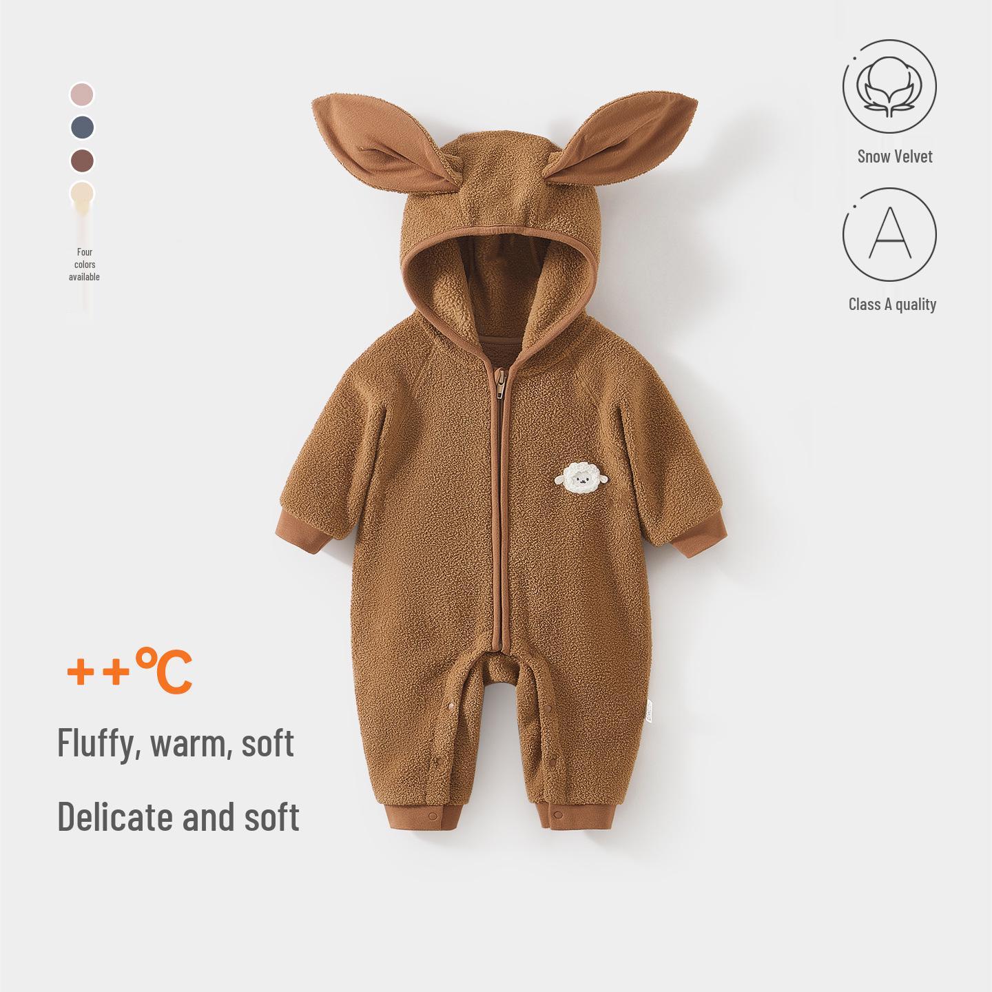 

Дитячий боді з капюшоном у корейському стилі - Милий сніжок з флісу для осені/зими 66 cm