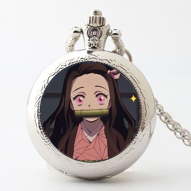 Demon Slayer Peripherals Kamado Tanjirou Pocket Watch Watch Cartoon Necklace Student Simple Anime Creative Holiday Gift