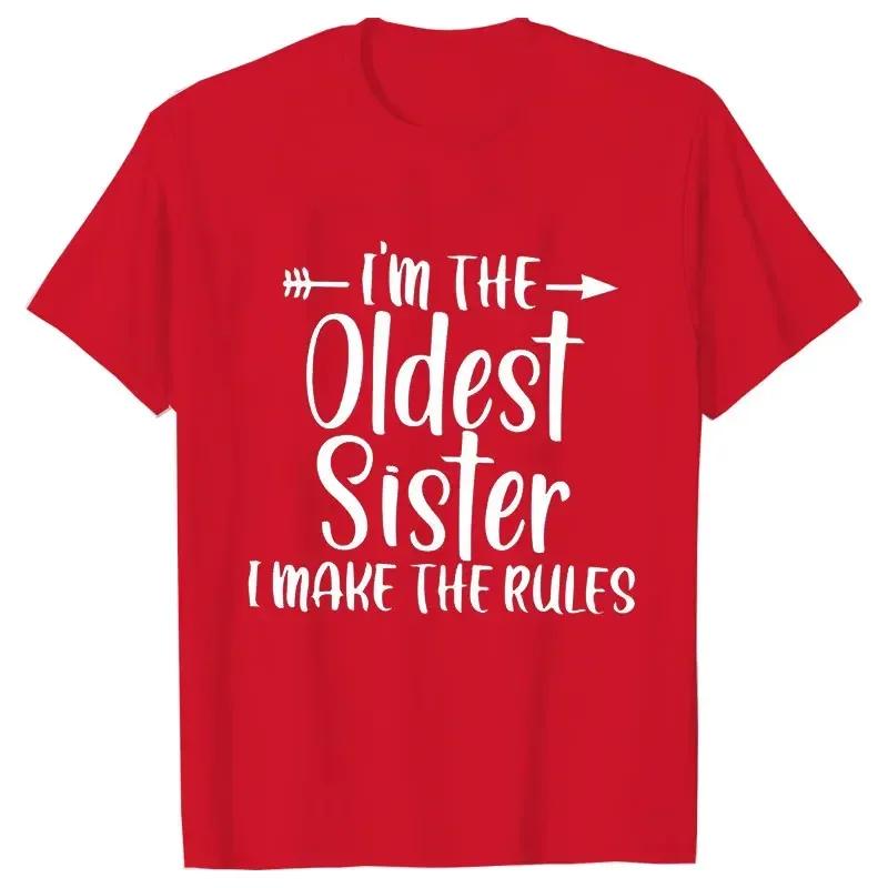 Sister Rules Gifts T Shirts Sweet Fashion Women Tshirt Funny Oldest Middle Youngest Sister Tees Sarcastic Sibling Matching Shirt