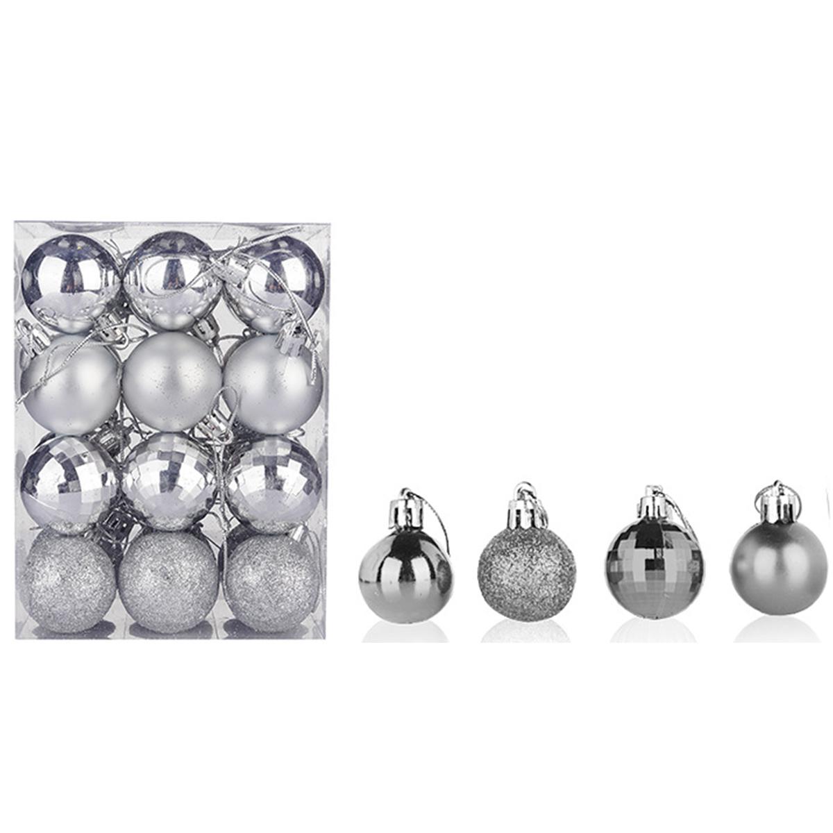 

Набір святкових ялинкових кульок із 24 штук для декору дому та офісу срібний