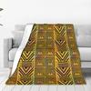 African Bogolan Colorful Rainbow Pattern Blanket Portable Fleece Throw Blanket for Couch Bedding Office Throws Bedspread Quilt