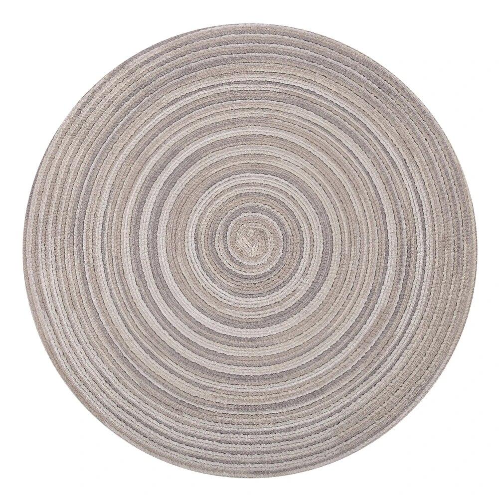 6PCS Braided Round Place Mats Kitchen Dining Table Runner Heat Insulation Non-Slip Washable Placemats Christmas Table Mats Home Decoration Pad Coaster