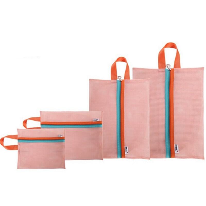 4pcs/set Travel Storage Organizer Bag Holiday Case Toiletry Clothes Mesh Storage Bag