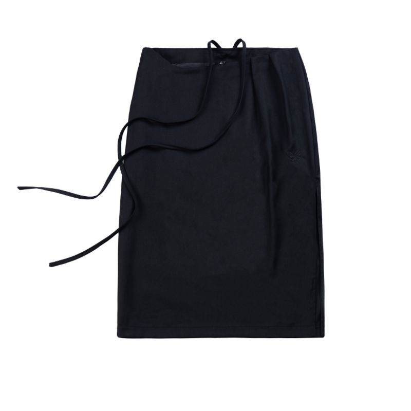

Young Stage Gray Temperament High Waist Lace-up Skirt Women s Summer Retro Slimming A- line Split Skirt Black S