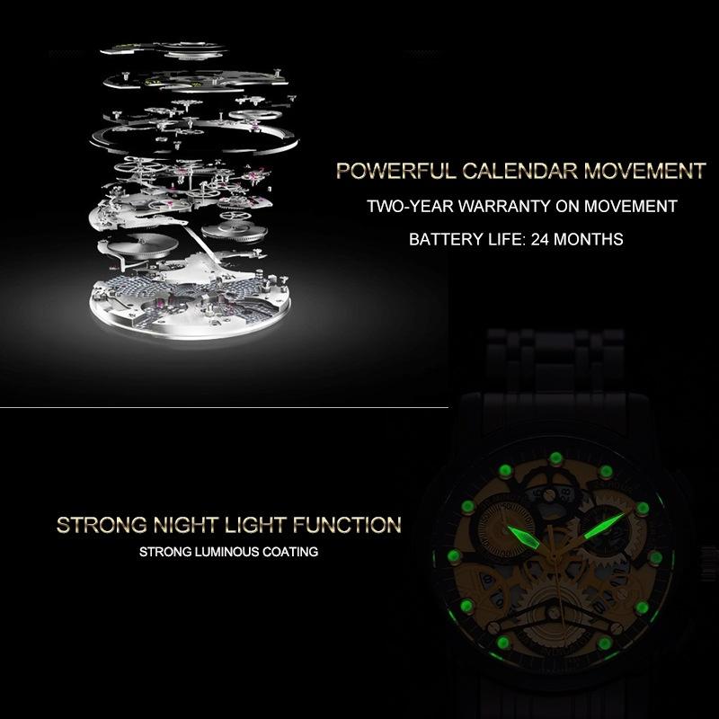 VA VA VOOM Men's Hollow Wrist Watch Student Waterproof Men's Watch Luminous Internet Celebrity Watch