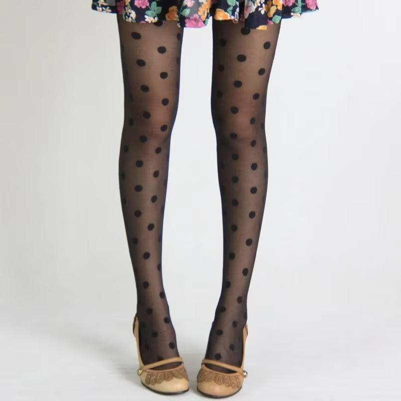 2 Pairs Women Tights Lingerie Ultra Thin Thigh High Stocking Pantyhose Female Hosiery Body Stocking Summer Polka Dot Pantyhose