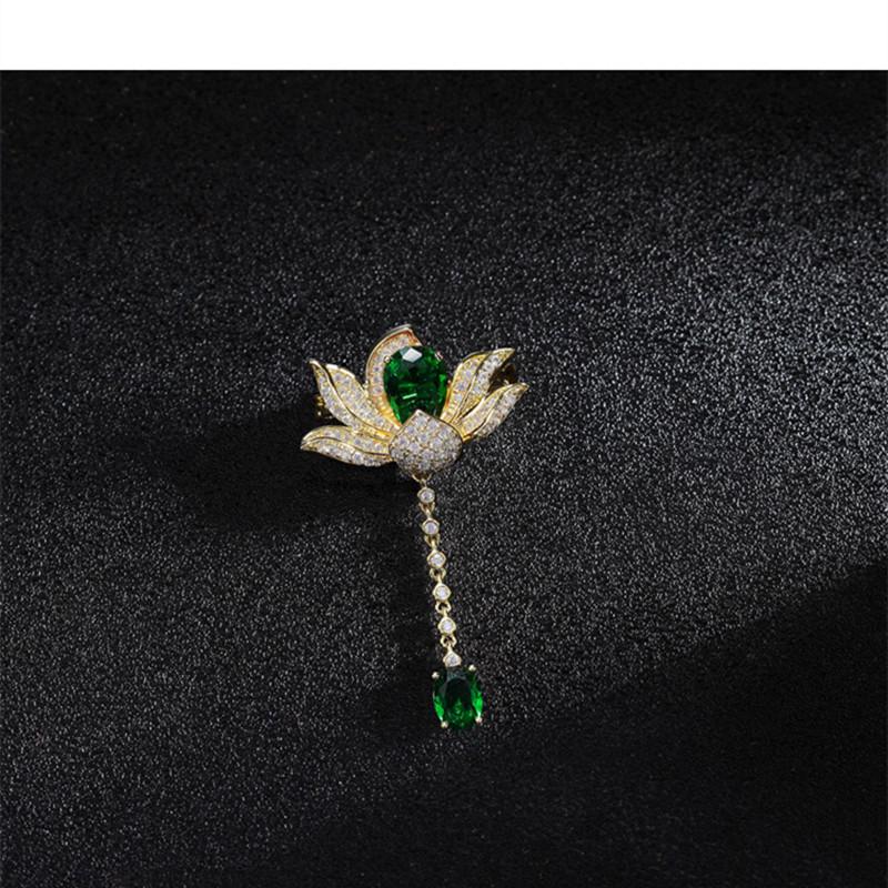 

Китайская брошь-кисточка в виде лотоса для платьев-ципао зелёный
