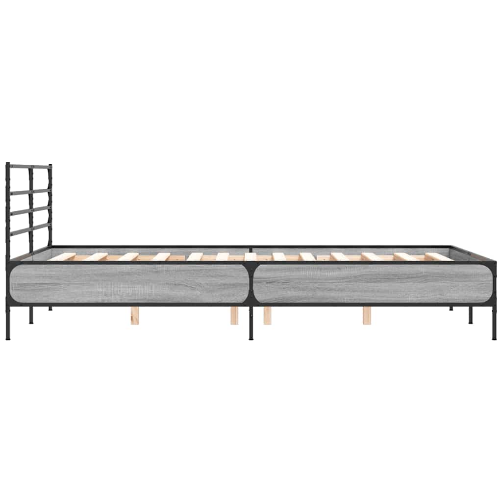 Bed Frame Gray Sonoma 120x200 cm Particleboard and Metal