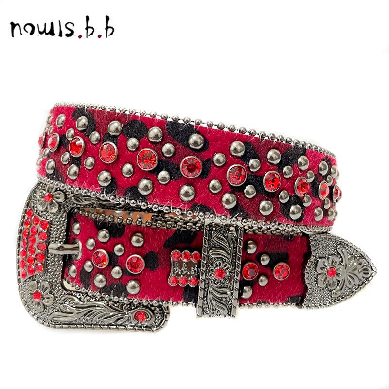 Punk Rock Rhinestone Western Belts Fashion Luxury Studded Belts Strap Diamond Bling Belts Cowgirl Cowboy Belt for Goth Jeans