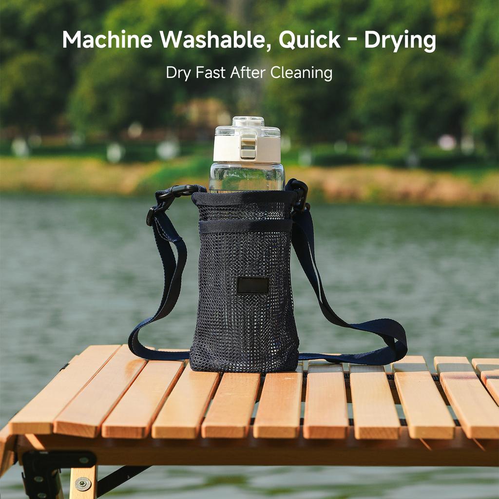 Water Bottle Carrier Bag with Phone Pocket For Umbrellas Phones and Other Small Items Hiking Camping Water Bottle Bag Navy Blue