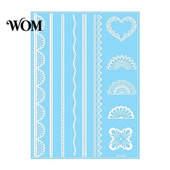 Eco-friendly Tattoo Sticker White Lace for Women, Temporary Face Body Skin-friendly Arm, Waterproof Fake Decal Wedding Party Festival Safe Tattoos
