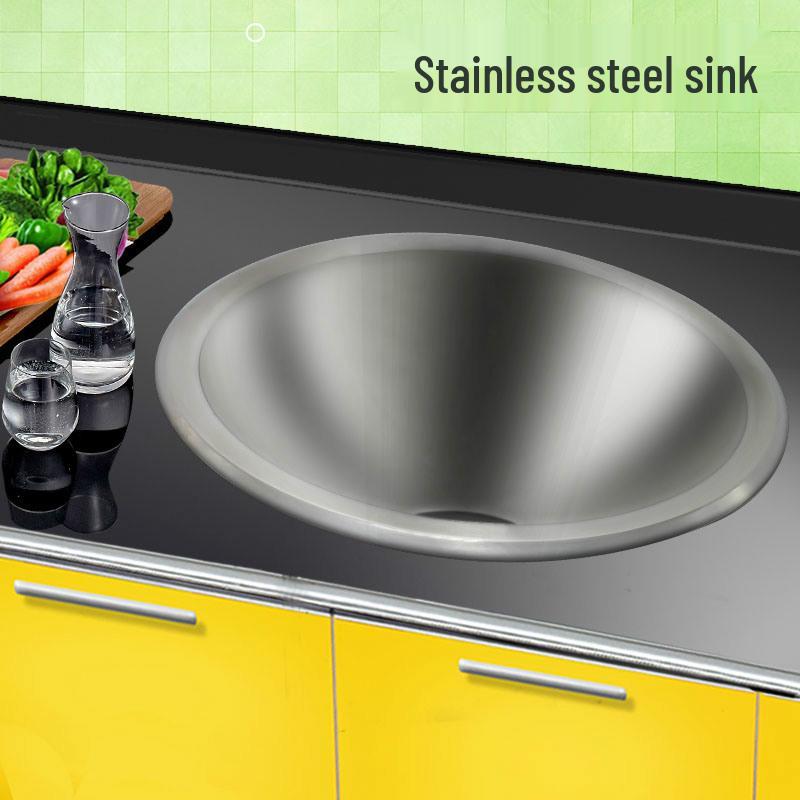 304 Stainless Steel Round Single Bowl Sink – Above/Under-Counter, Brushed Finish, Ideal for RVs and Small Spaces