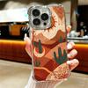 Cactus Pattern Plating Phone Case For Iphone 16 17 Pro Max Air 16E 14 15 Plus 12 13 Mini Anti-Fall Airabag Cover